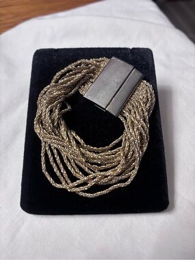 Gold Multi-Strand Braided Bracelet with Magnetic Clasp